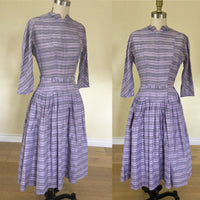 1950s Purple Striped Dress