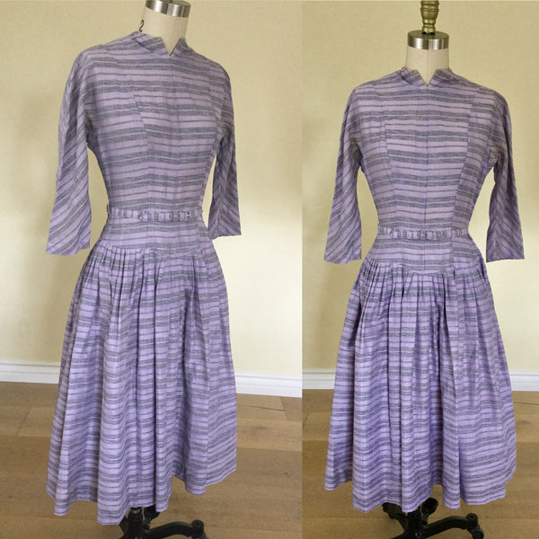 1950s Purple Striped Dress