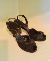1950s Suede Sandals with Studded Bows