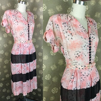 1940s Print and Colorblock Dress