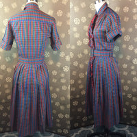 1940s Check Ruffle Front Dress