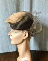 1940s Betty Co-Ed Tilt Hat with Veil