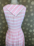 1950s Kerrybrooke Pink and White Striped Dress