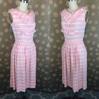 1950s Kerrybrooke Pink and White Striped Dress