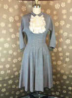 1950s Houndstooth  Dress with Lace Bib
