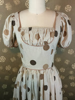 1950s Polka Dot & Gingham Puff Sleeve Dress