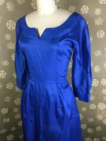 1950s Cobalt Blue Portrait Neck Dress