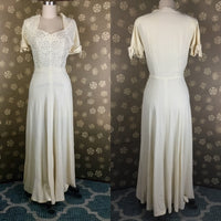1940s Ivory Stone Studded Gown
