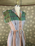 1940s Sheer Cotton Plaid Dress