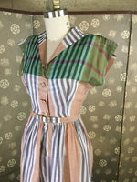1940s Sheer Cotton Plaid Dress