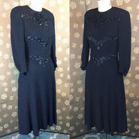 1940s Sequined Crepe Dress