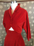 1950s Red Velvet Bolero and High Waisted Skirt Set