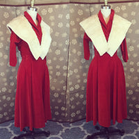 1950s Red Velvet Bolero and High Waisted Skirt Set