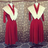 1950s Red Velvet Bolero and High Waisted Skirt Set