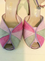 1940s Colorblock Ankle Strap Pumps