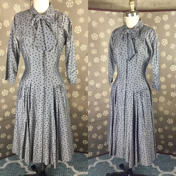 1950s Polka Dot Bow Neck Dress