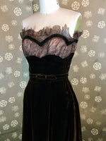 1950s Velvet and Lace Strapless Dress with Jacket
