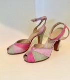 1940s Colorblock Ankle Strap Pumps