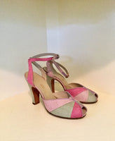 1940s Colorblock Ankle Strap Pumps