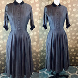 1950s Full Skirted Dress with Velvet Trim