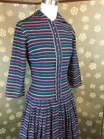 1950s Multi-Striped Dress by "Junior Elegance"