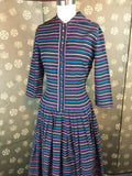 1950s Multi-Striped Dress by "Junior Elegance"