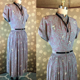 1940s  Novelty Print Rayon Dress