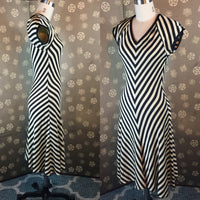 1970s Chevron Striped Knit Dress