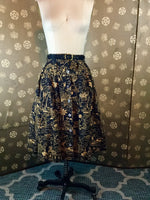 1950s Gold & Black Novelty Print Skirt