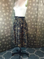 1950s Gold & Black Novelty Print Skirt