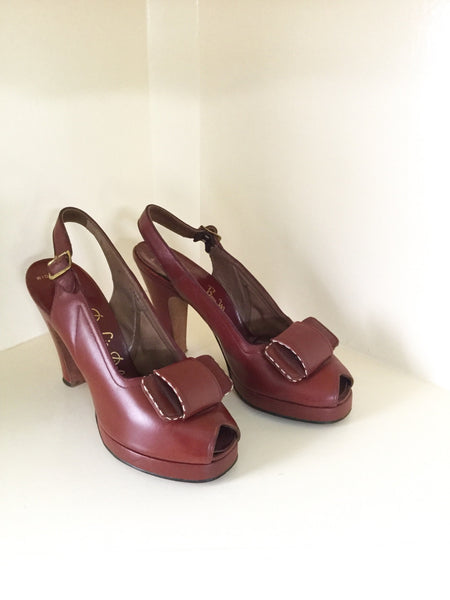 1940s DeLiso Debs Red Platform Pumps