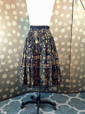 1950s Gold & Black Novelty Print Skirt