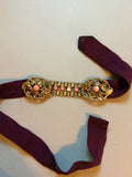 1930s Plum Belt with Gold Tone Inset